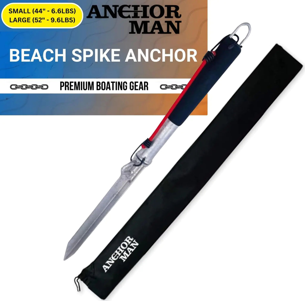 Anchor-Man Spike Sand Anchor (Up to 30ft) | Secures PWC Carbon Steel 100% Hot Dipped Galvanized Rubber-Coated Handle | Large Boats Sand Spike Anchor Kayaks Canoes Jet Skis & Boat Beach Anchor