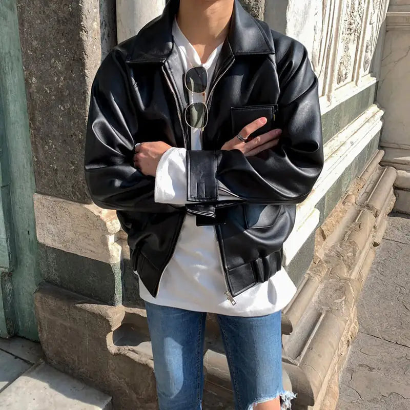 Men's PU Leather Pilot Motorcycle Jacket