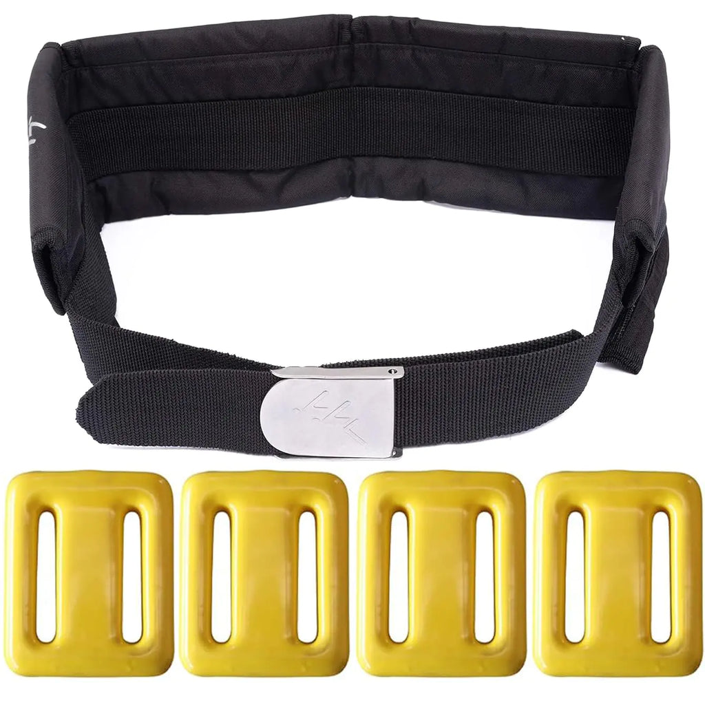 dekayaker Dive Belt with Weights4 Pcs 1.1 lb Dive Weights with 4 Pocket Scuba Weight Belt with Quick Release BuckleFreediving Dive Diving Accessories - fit for Waist 32" to 52" Yellow
