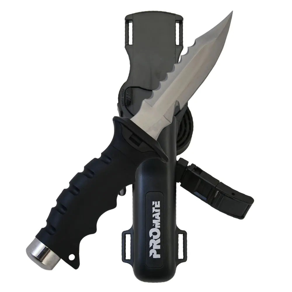 Promate KF510-Black Sharp Tip Stainless Steel Scuba Dive Knife