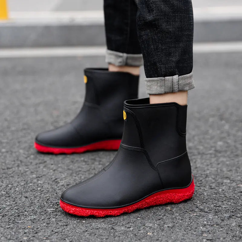 Men's Fashion Mid-Tube Rain Boots Water Shoes