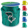Premium Anchor Rope 100 ft x 3/8 inch Solid Braid MFP Anchor Line Boat Rope Marine RopeBoat Anchor Rope with Thimble & Shackle -Forest Green/Black