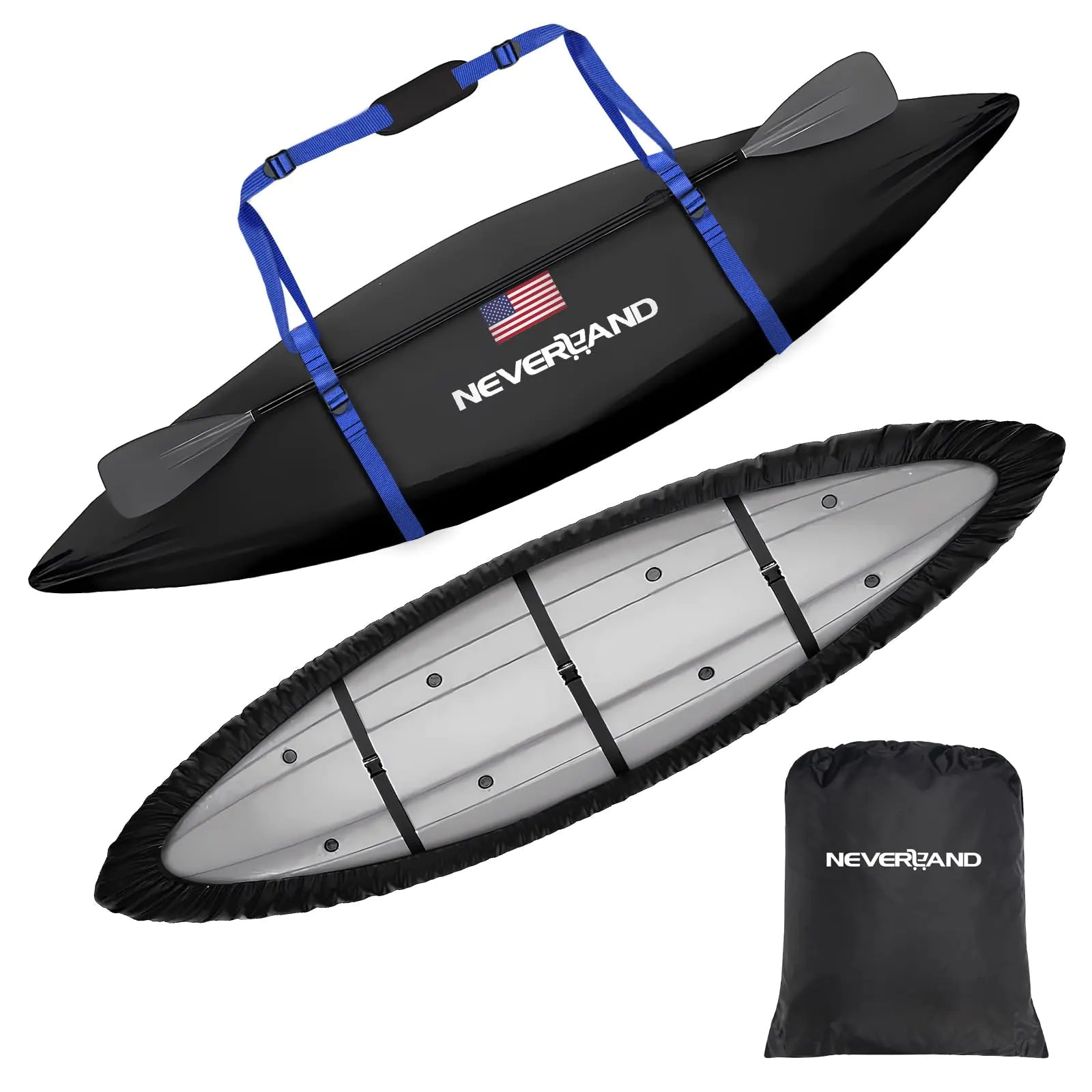 NEVERLAND Kayak Cover 10.8 to 12 Feet Waterproof Heavy Duty Kayak Covers for Outdoor and Indoor Storage Kayak UV and Dust Resistant Protection