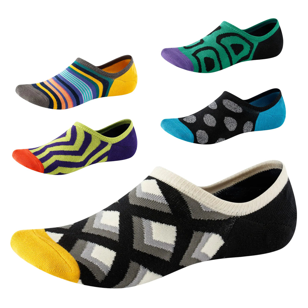 SEESILY No Show Socks with Non Slip Grip for Men&Women-Low Cut Socks with Invisible Design for Boat Shoes Loafers Sneakers US Size7-12 5 Pairs (4)