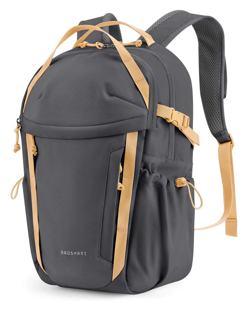 BAGSMART Travel Backpack for Men and Women Lightweight 15.6" Sport Bag Large Weekender Bag Water Resistant Stylish Casual Bookbag for Flight College Outdoor Dark Gray
