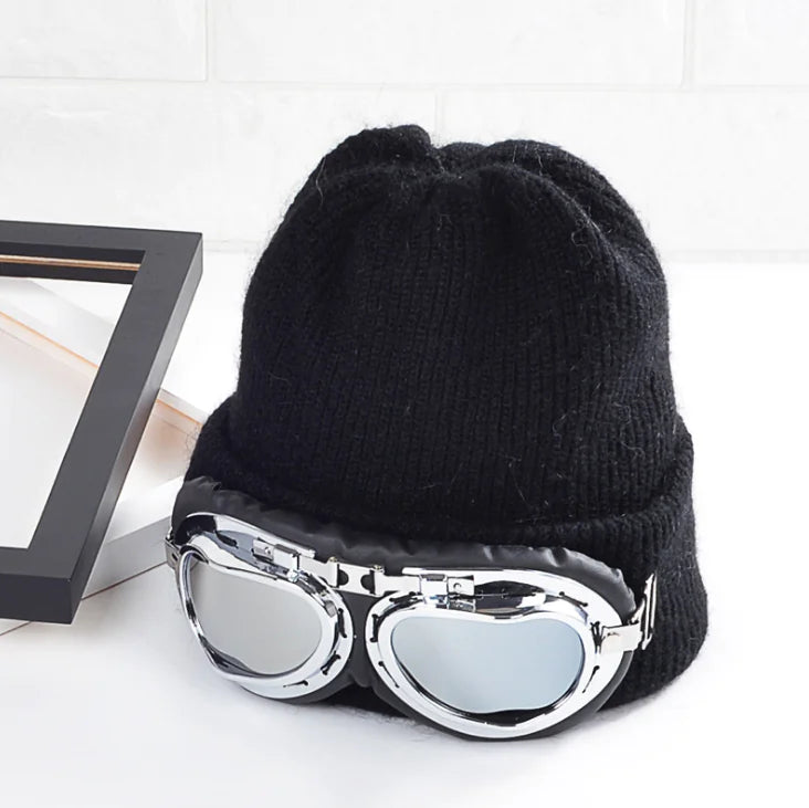 Korean Style Knit Beanie for Women - Pilot Ski Hat