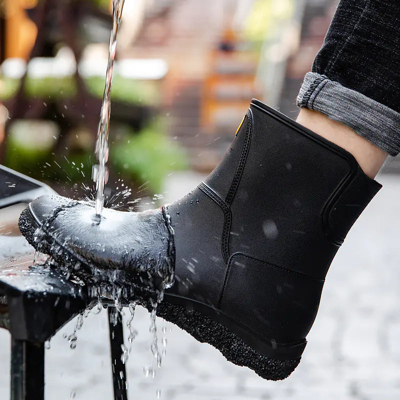 Men's Fashion Mid-Tube Rain Boots Water Shoes