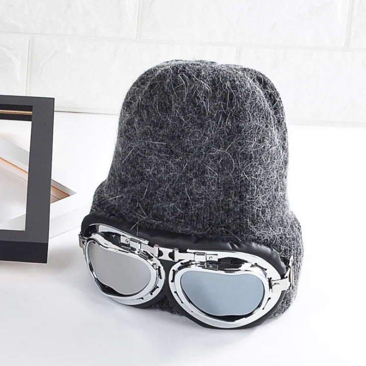 Korean Style Knit Beanie for Women - Pilot Ski Hat