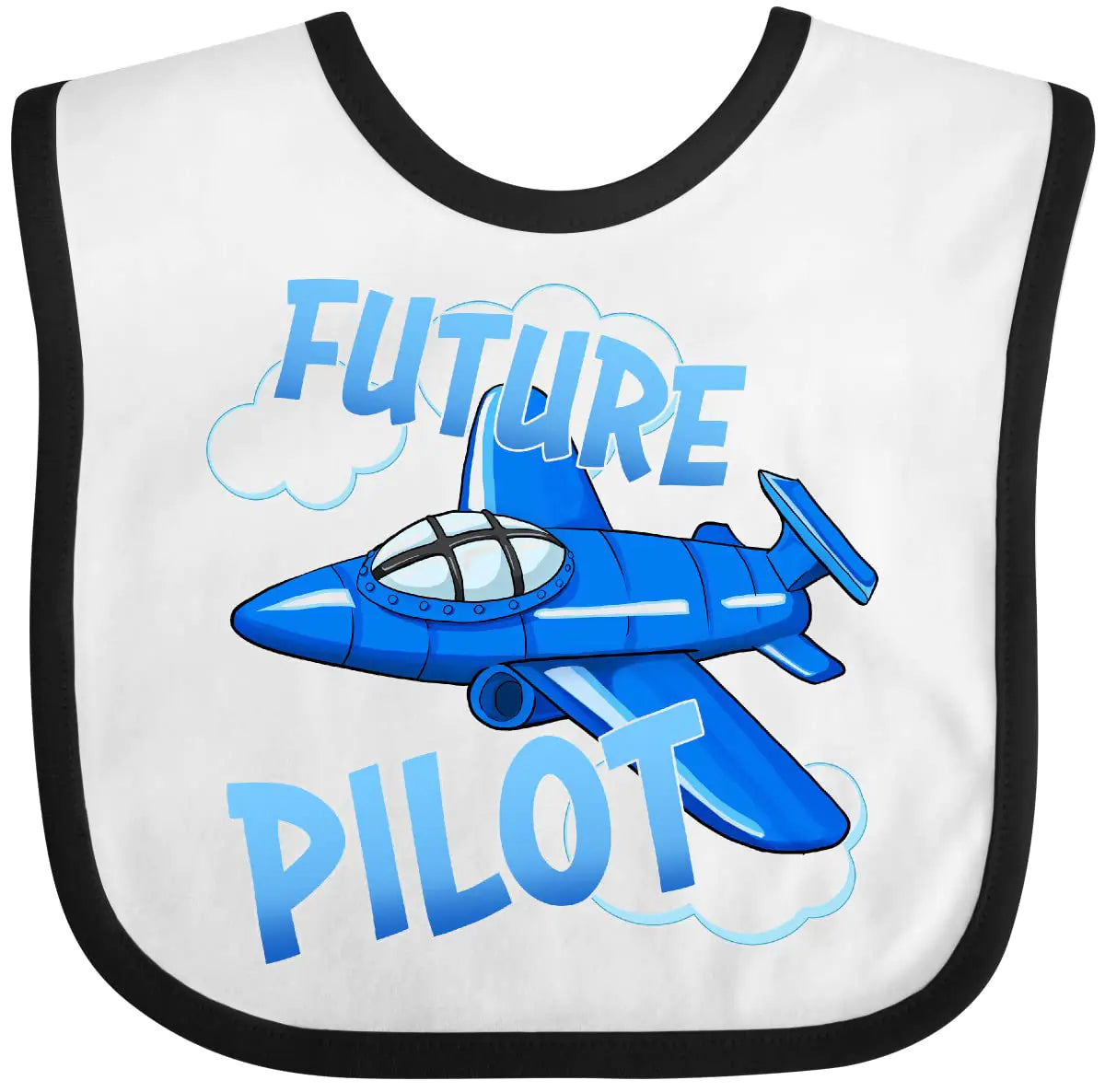 inktastic Future Pilot Blue Plane Baby Bib White and Black 2a4cb
