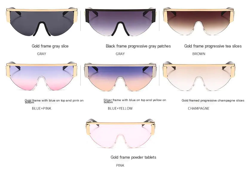 Retro Half-Frame Pilot Sunglasses (One Pair)