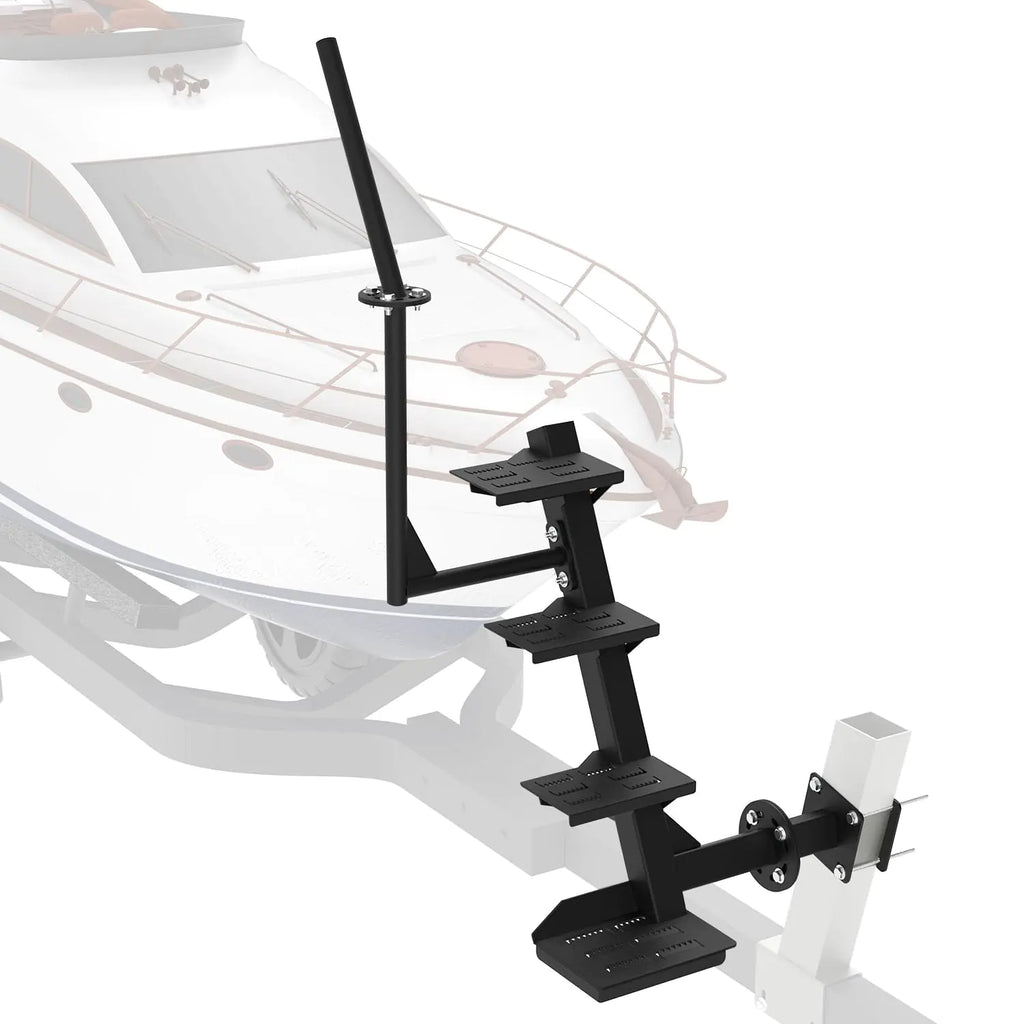Boat Trailer Steps 4 Steps Trailer Tongue Steps with Anti-Slip Steps Trailer Steps with Adjustable Angle Universal Trailer Steps for The Tongue & Winch Post Fit Bass Boats or Pontoon Boats