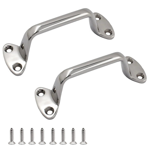 2 Pack 5.8 INCH (148MM) Solid 316 Stainless Steel Marine Grade Boat Grab Handle Polished Marine Heavy Duty Grab Bar Handrail W/Screws Boat Yacht Accessoies