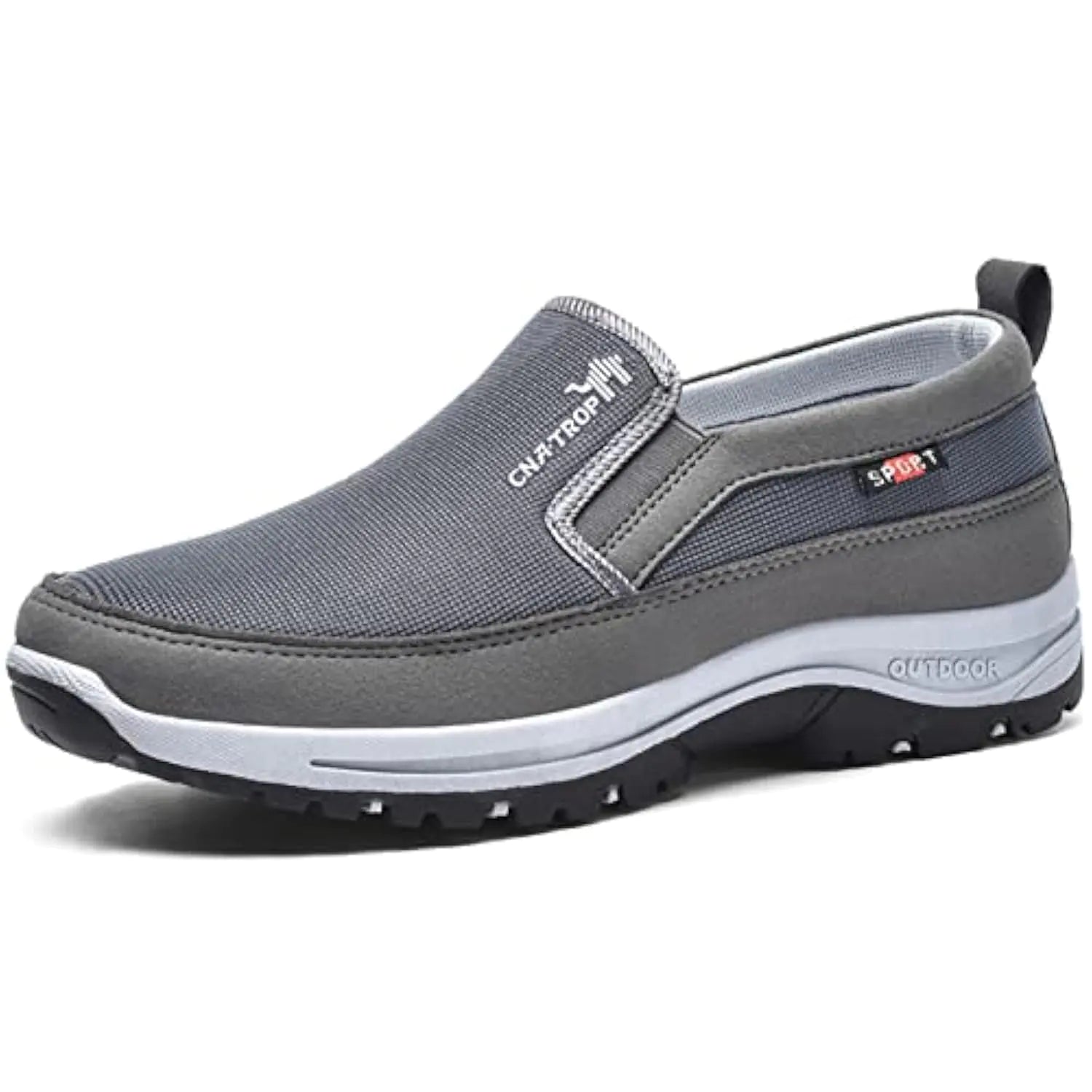 Mens Arch Support Slip-on Canvas LoafersOutdoor Casual Non Slip Orthopedic Sneakers Flats Walking Boat Shoes (10.5Grey)