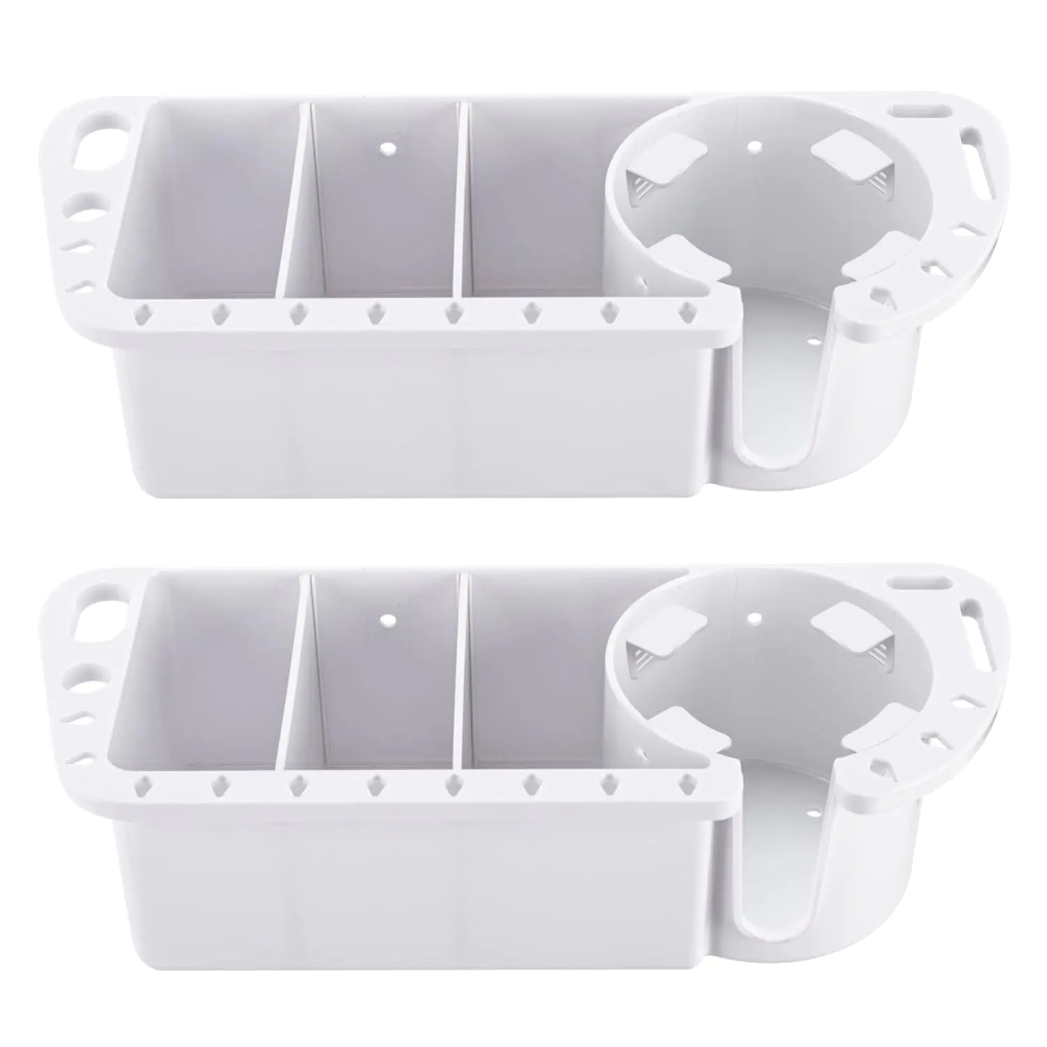 Boat Cup Holder Boat Caddy Organizer Multifunctional Boat Storage Organizer for Boat Kayak Pontoon Bass Boat Jon Boat - Fishing Tool Holder Boat Fishing Accessories(2 Packs White)