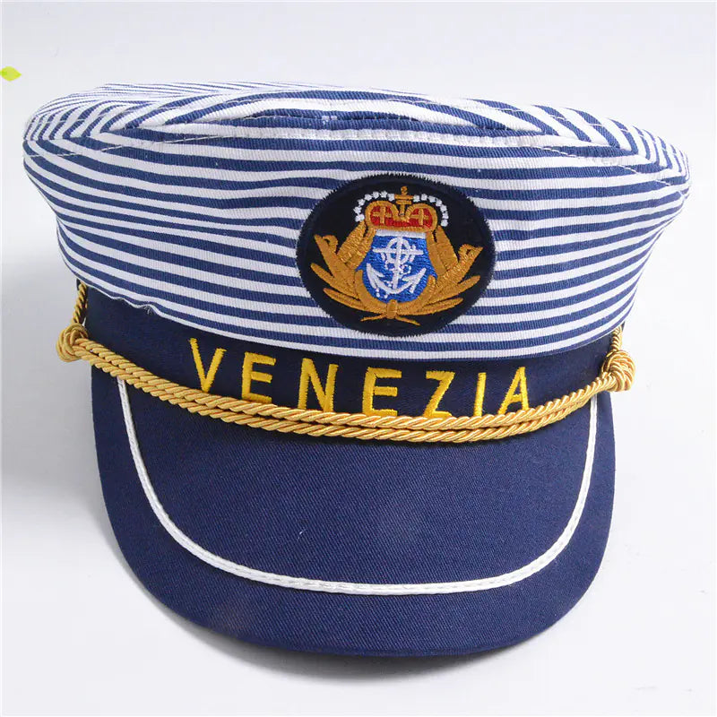 Navy Captain Hat, Striped Sailor Hat for Kids