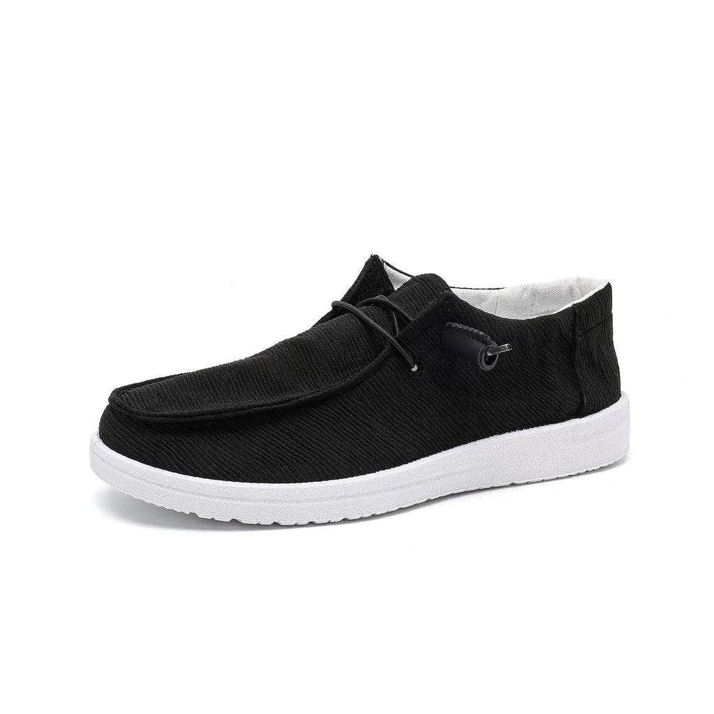 Betrue Womens Breathable Boat Shoes for Women Womens Slip On Shoes Loafers Casual Deck Shoes Womens Lightweight Canvas Lace Up Loafers（BE2315-black-36