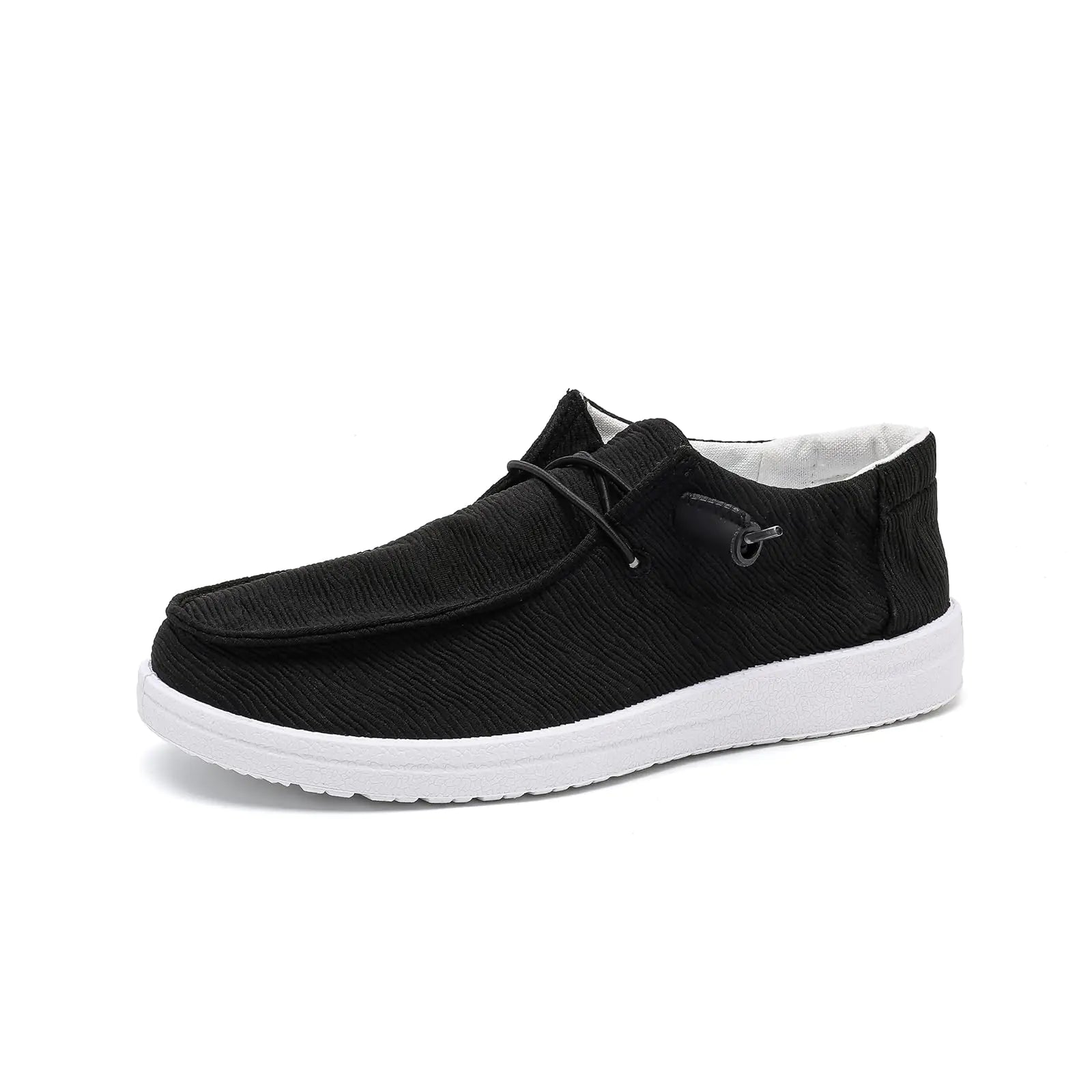 Betrue Womens Breathable Boat Shoes for Women Womens Slip On Shoes Loafers Casual Deck Shoes Womens Lightweight Canvas Lace Up Loafers（BE2315-black-36