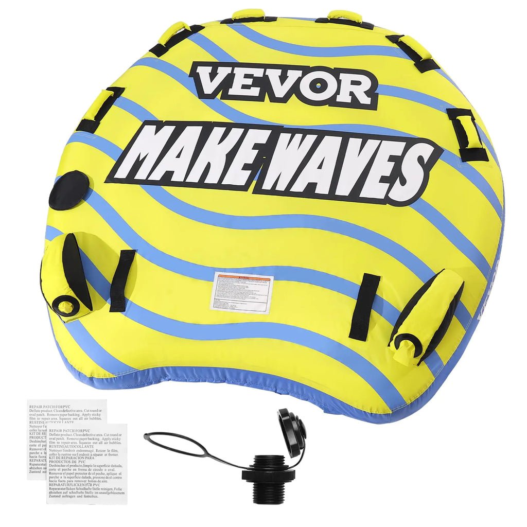 VEVOR Towable Tube for Boating 1-3 Riders Inflatable Towable Tube with Bumper Fins 510 lbs Water Sport Towable Tubes for Boats to Pull Full Nylon Cover EVA Grab Handles and Speed Safety Valve