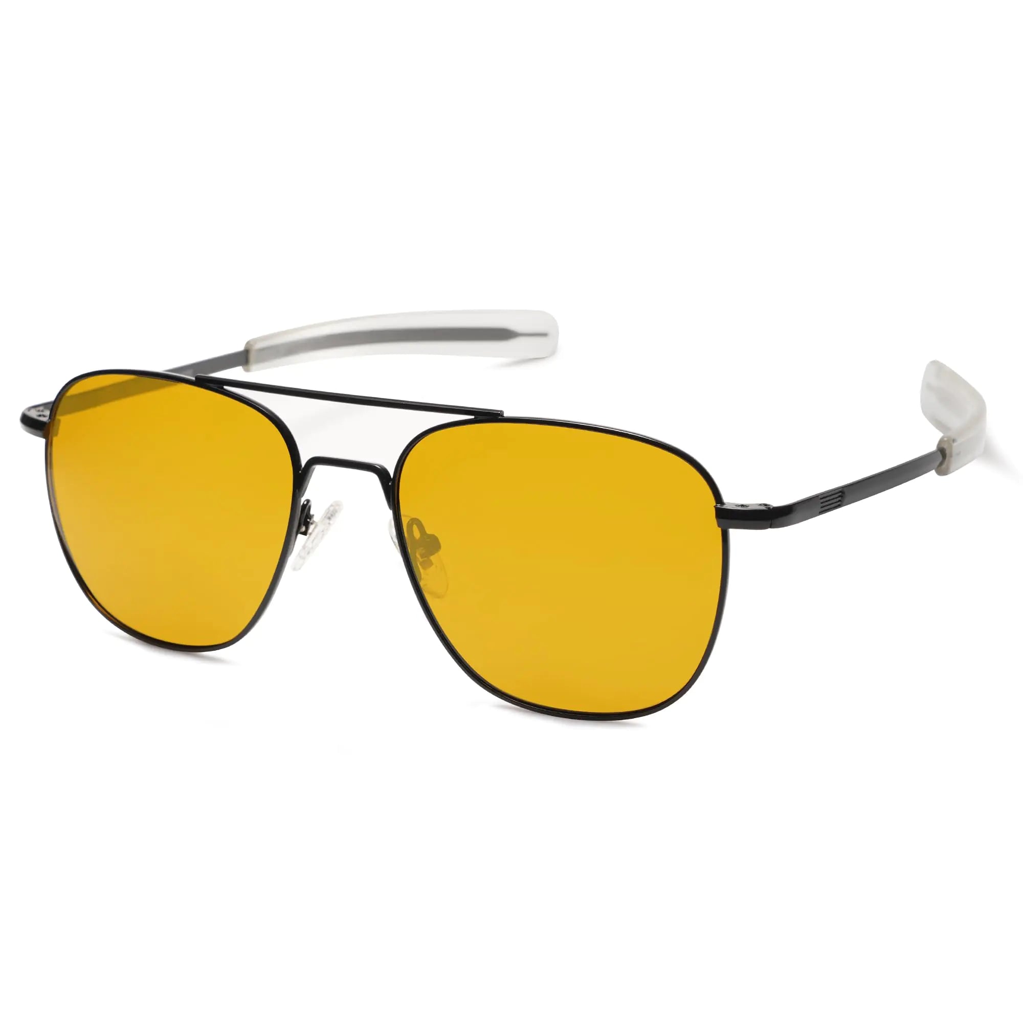SOJOS Small Polarized Aviator Sunglasses for Men Women Classic Double Bridge Square Aviators SJ1179 Dark Black/Dark Brown