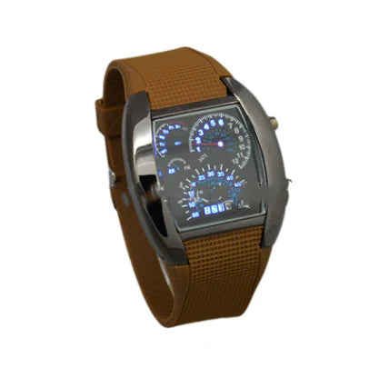 LED Electronic Aviation Watch for Men - Stylish Sports Design